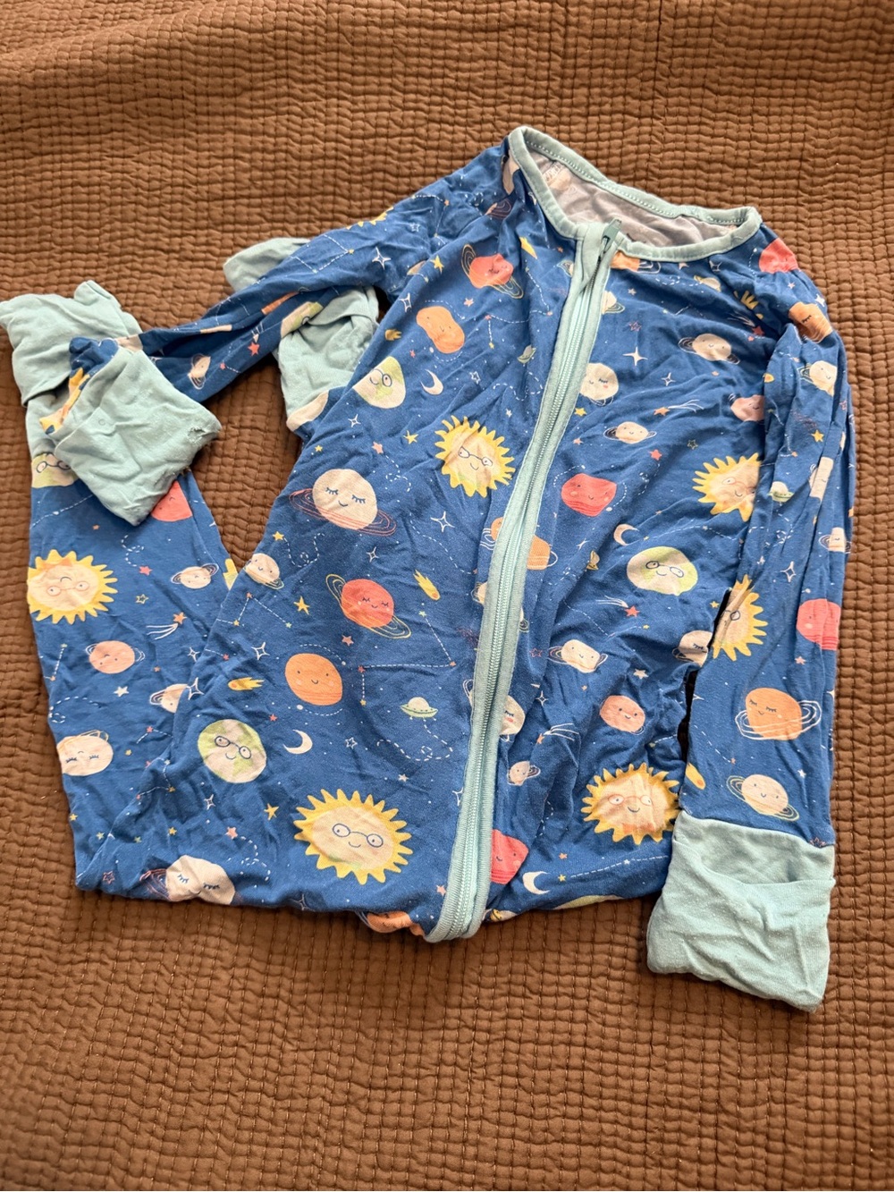 Little Sleepies Blue Space & Sun Zip Pajama Set